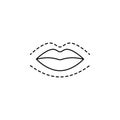 plastic surgery lips line icon on white background