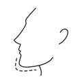Plastic Surgery. Woman faceVector Illustration and icon. Jaw or chin