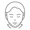 Plastic Surgery. Woman faceVector Illustration and icon. Jaw or chin