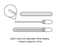 Plastic Swab Stick disposable Sterile diagram for experiment setup lab outline vector