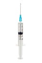 plastic syringe with needle with drop Royalty Free Stock Photo