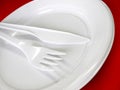 Plastic tableware - knife, fork and plate