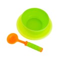 Plastic tableware toys on white background Royalty Free Stock Photo