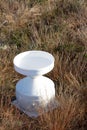 A plastic tipping bucket rain gauge