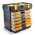 Plastic tool chest with multiple drawers for organizing equipment Royalty Free Stock Photo