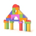 Plastic toy blocks, little castle front. 3D