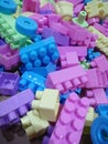 Plastic toy building blocks or toy brick for background Royalty Free Stock Photo