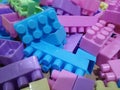 Plastic toy building blocks or toy brick for background Royalty Free Stock Photo