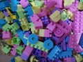 Plastic toy building blocks or toy brick for background Royalty Free Stock Photo