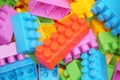 Plastic toy building blocks. Royalty Free Stock Photo