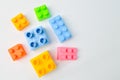 Plastic toy building blocks isolated on a white background Royalty Free Stock Photo