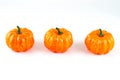Plastic toy pumpkin for halloween decoration on white background Royalty Free Stock Photo
