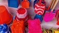 Plastic toys at a beachside shop Royalty Free Stock Photo