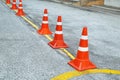 Plastic Traffic Cones Signaling to Encloses in the Car Parking Area