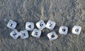 plastic translucent button numbers of an old calculator on a concrete background Royalty Free Stock Photo