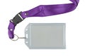 Plastic transparent badge with purple strap Royalty Free Stock Photo