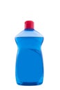 Plastic transparent bottle with liquid soap in blue. Royalty Free Stock Photo
