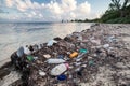 Plastic Trash on Caribbean Beach