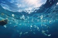 Plastic Trash Floating in Ocean Royalty Free Stock Photo