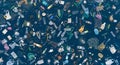Floating Plastic Waste in Dark Blue Water, Ecological Problem Royalty Free Stock Photo