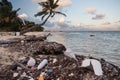 Plastic Trash on Remote Beach Royalty Free Stock Photo