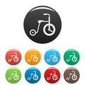 Plastic tricycle icons set color Royalty Free Stock Photo