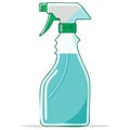 Plastic trigger spray bottle with blue green cleaning solution, vector illustration Royalty Free Stock Photo