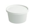 Plastic tub bucket container isolated on white background. Blank cup with cover template. Clipping path