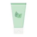 Plastic tube for cosmetic products for skin care like cleansing gel or foam, cream or lotion. Decorated with green leaves