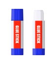 Plastic tubes of glue stick, open lid and closed. Royalty Free Stock Photo