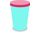 Plastic tumbler cup with pink lid. Vector. Royalty Free Stock Photo