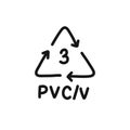 Plastic types for recycling symbol doodle icon, vector illustration Royalty Free Stock Photo