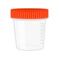 Plastic urine test container. Sterile specimen cup for urinalysis isolated on white background. Vector flat illustration Royalty Free Stock Photo