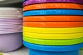 Plastic washbowls of various colors