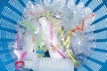 Plastic waste, Plastic bottles with straws Royalty Free Stock Photo