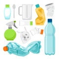 Plastic waste collection on white. Plastic bottles Royalty Free Stock Photo