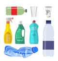 Plastic waste collection on white. Royalty Free Stock Photo