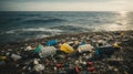 Plastic waste and garbage in the ocean. Pollution of the environment and oceans. Royalty Free Stock Photo