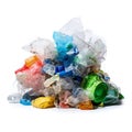 Plastic Waste Pile for Recycling, Isolated on White Background. Generative ai