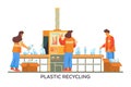 Plastic waste recycling process, vector eco banner Royalty Free Stock Photo