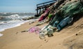 Pollution of the world`s oceans with plastic litter Royalty Free Stock Photo