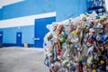 Plastic waste is in the warehouse at the garbage disposal plant