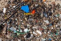 Plastic waste washed up on a beach. Royalty Free Stock Photo
