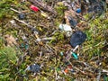 Plastic waste washed up on The Sands of Meal, West Burra, Shetland, UK