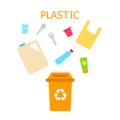 Plastic waste yellow bin. Waste sorting and recycling concept. Color vector ilustration Royalty Free Stock Photo