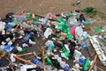 Plastic wastes are flowing through the flood water