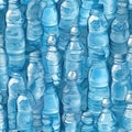 Plastic water bottle seamless repeating background. Enviornmental conservation and waste concept. Royalty Free Stock Photo