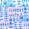 Plastic water bottle vector blank nature blue seamless pattern background clean liquid aqua fluid blank template Royalty Free Stock Photo