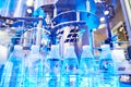 Plastic water bottles on packaging conveyor Royalty Free Stock Photo