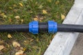 Plastic water pipes for outdoor use.Connection of plastic pipes